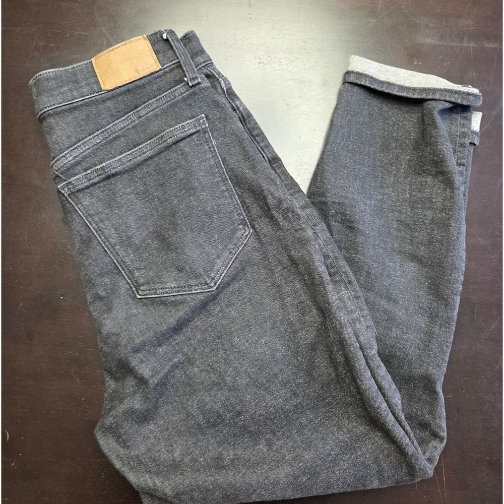 Madewell The Momjean High Rise Tapered Leg Denim Jeans Faded Black Size 28